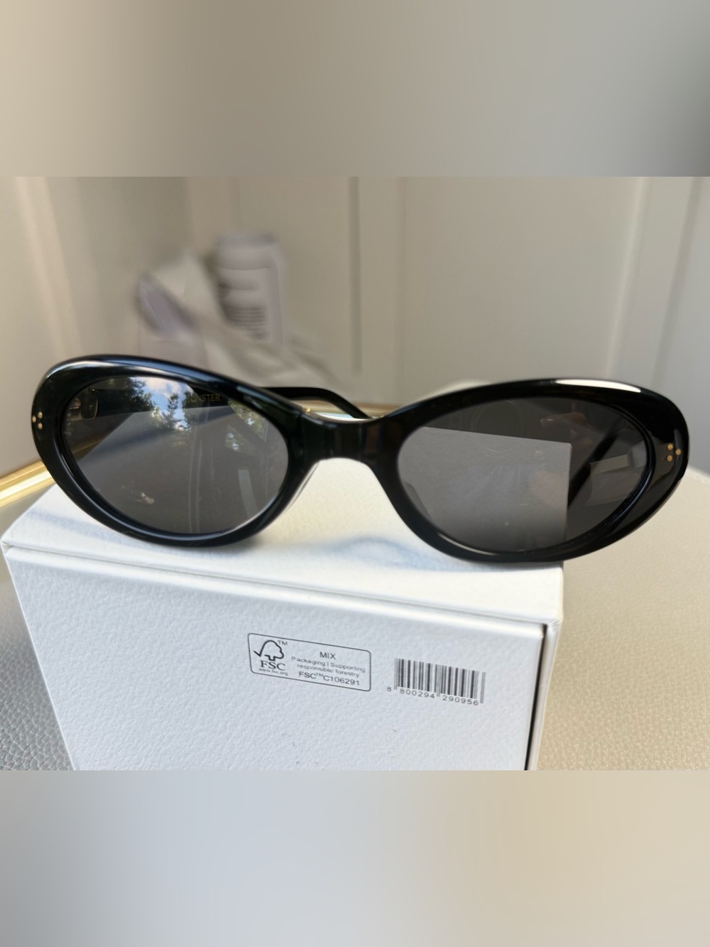 GENTLE MONSTER Black Oval Sunglasses with Dark Lenses